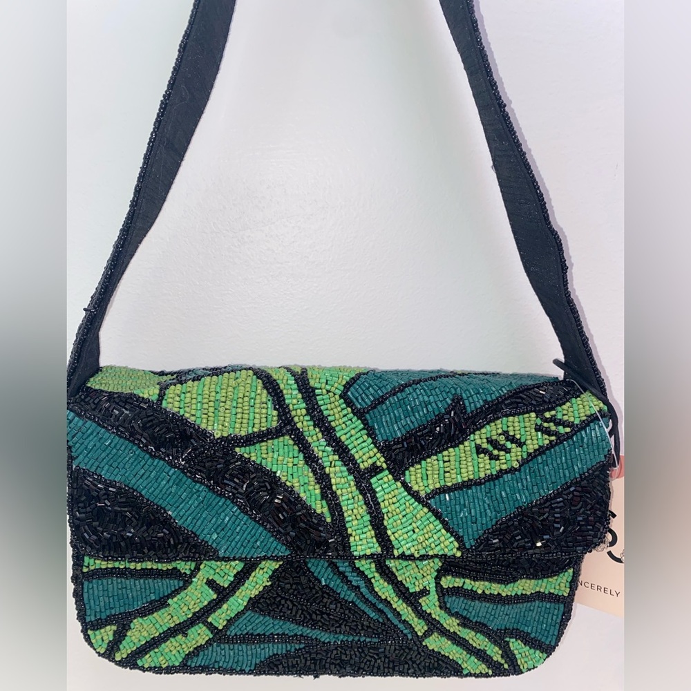SINCERELY JULES Green and Black Beaded Women's Bag - NEW